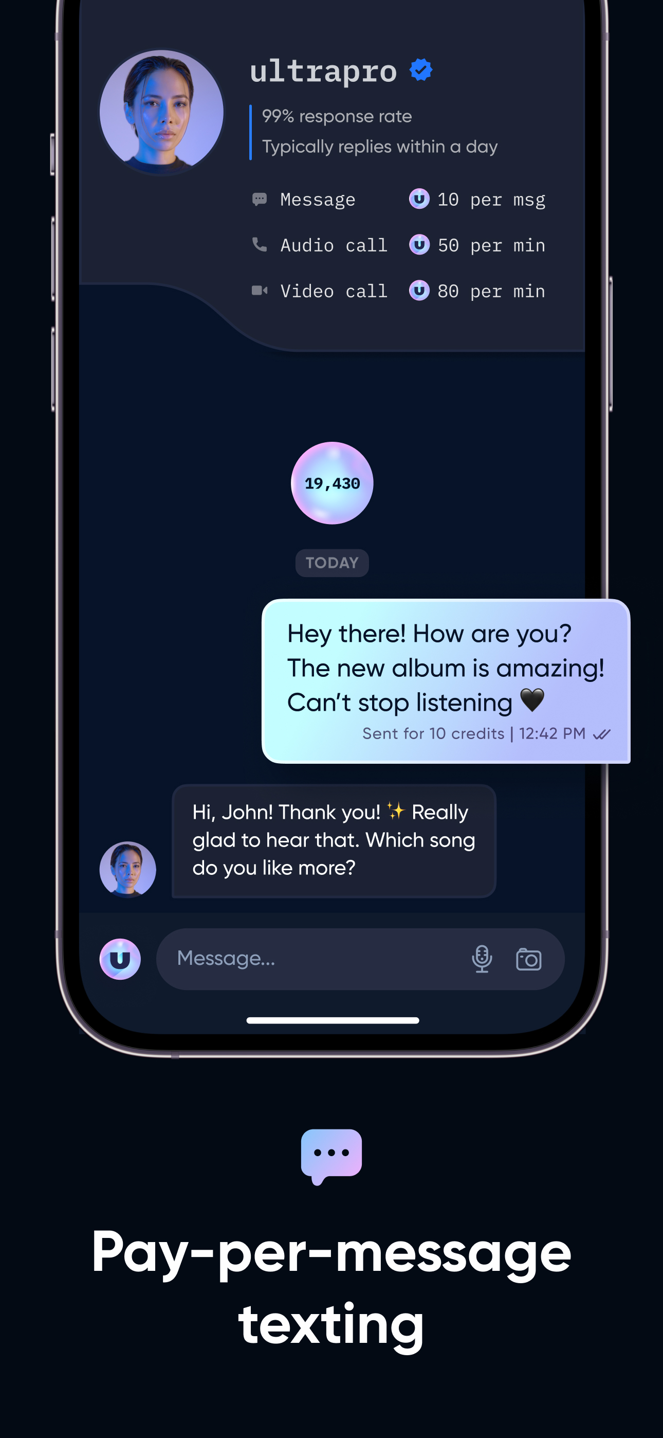 Ultra Messenger message screen