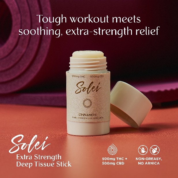 Official Creative for Solei Cannabis' Extra Strength Deep Tissue Stick