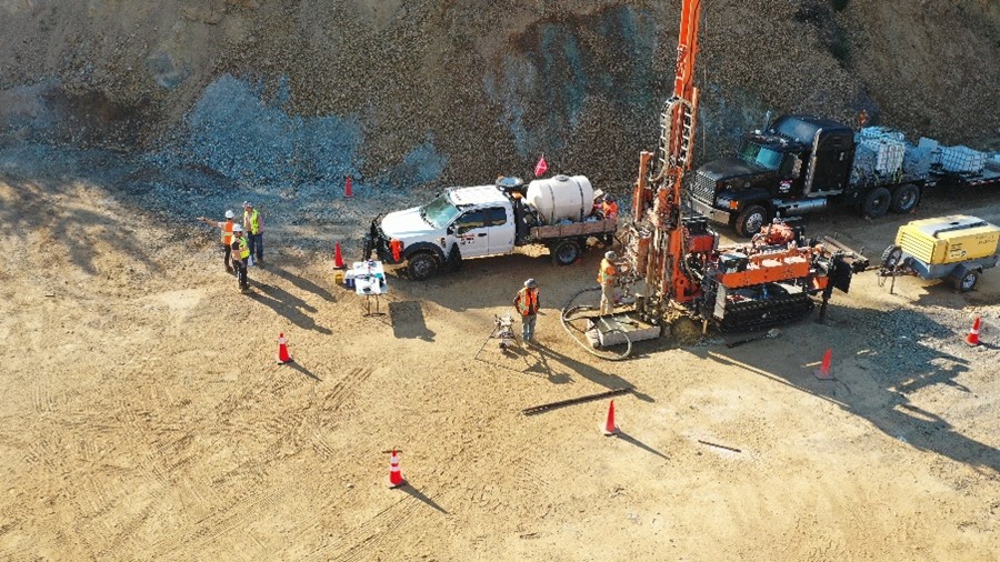 Drilling in the main Bunker Hill yard in late October to inform the foundational design for the new Mill Building