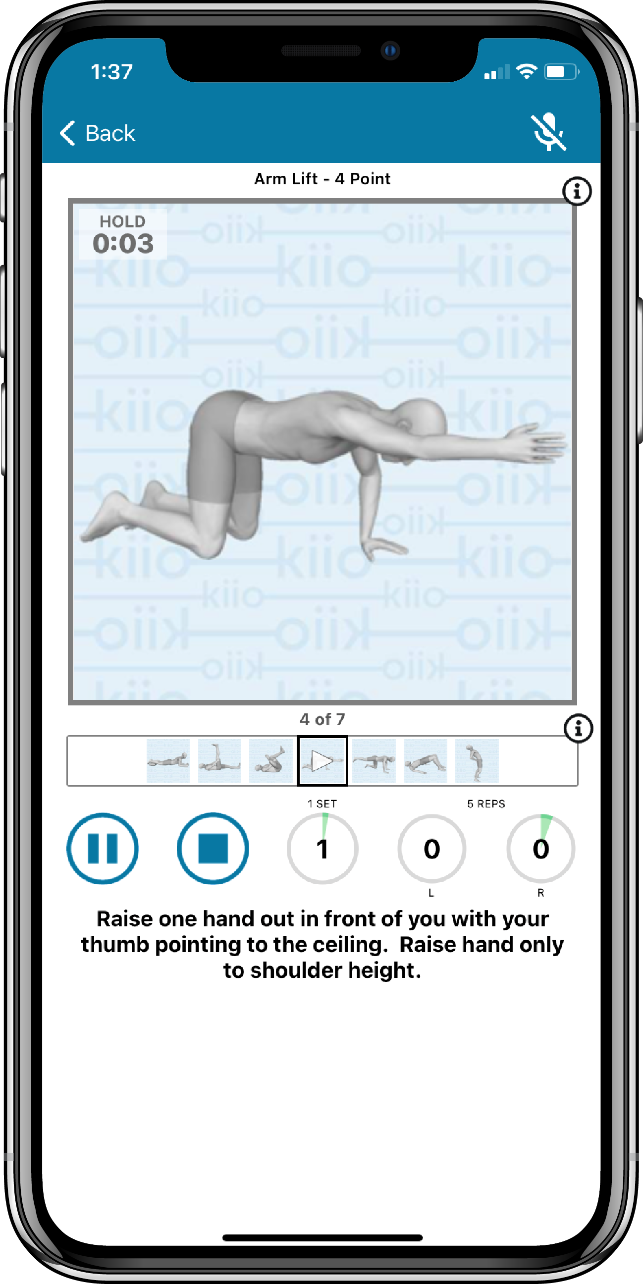 Kiio integrates advanced software and clinical practice guidelines to deliver on-demand, personalized exercise therapy and interactive coaching, including sending in-app alerts and 1:1 secure messaging and giving members access live Care Team support.