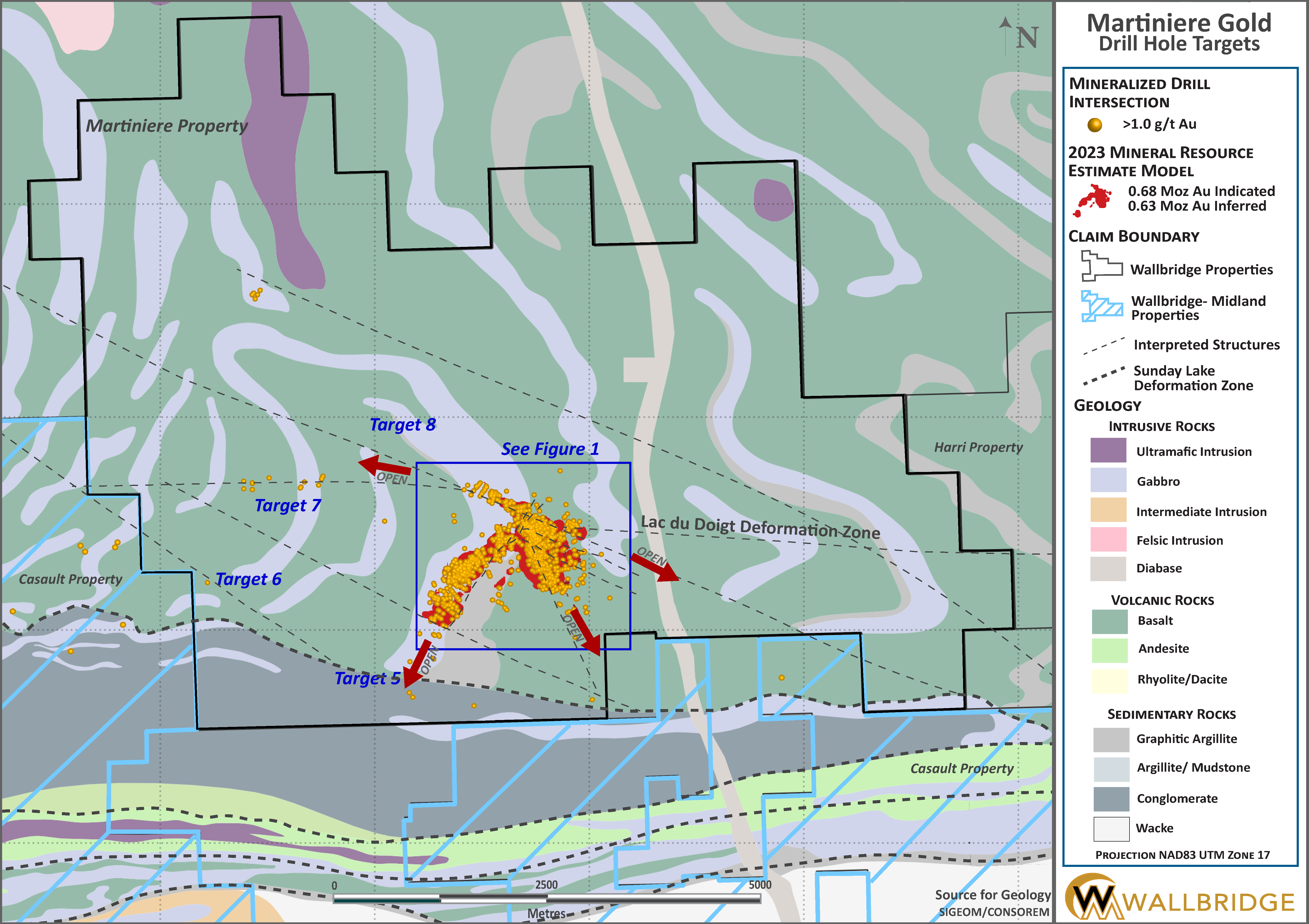 Martiniere Property, Geology Map and 2023 Exploration Targets