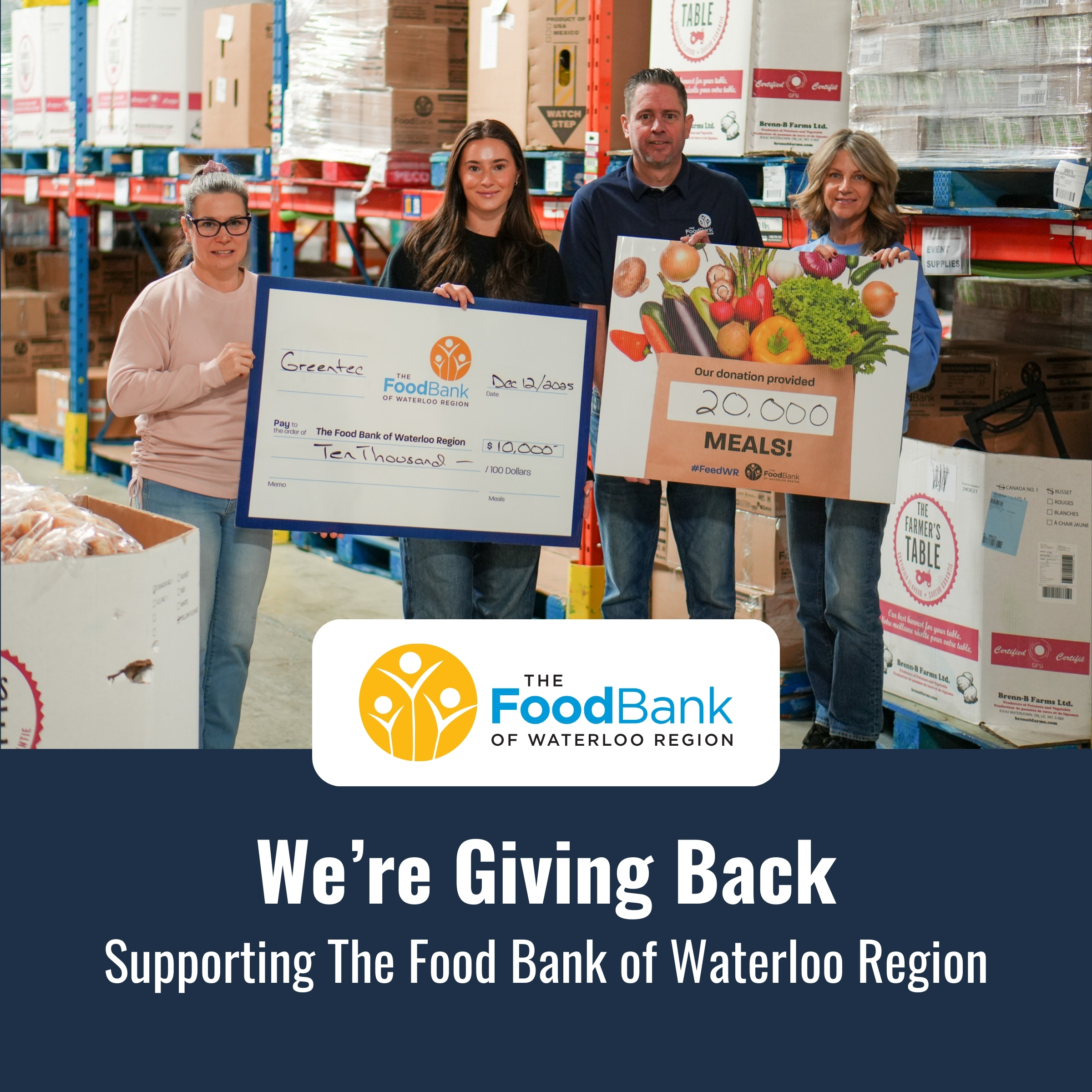 Greentec Donates $10,000 to The Food Bank of Waterloo Region This Holiday Season, and Will Donate $7 Per Phone or Laptop as Part of the Phones4Food Program