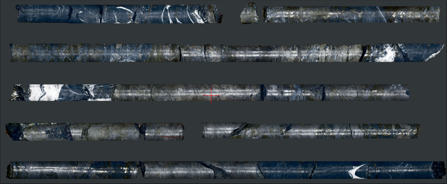 Photo 2 Scanned images of massive sulphide core 