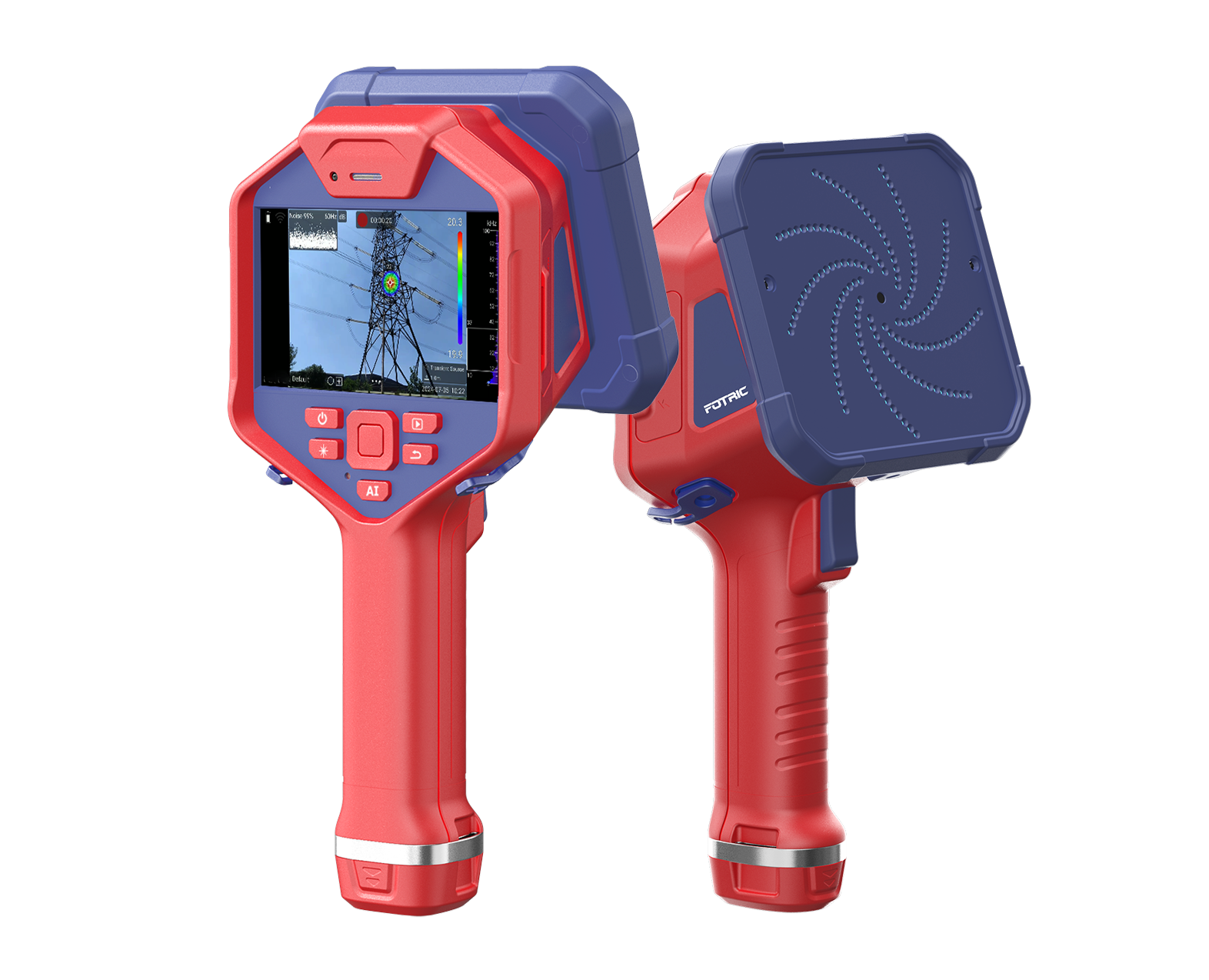 Image of the FOTRIC H7 Acoustic Camera featuring a 345-microphone array for long-range detection of leaks and partial discharges.