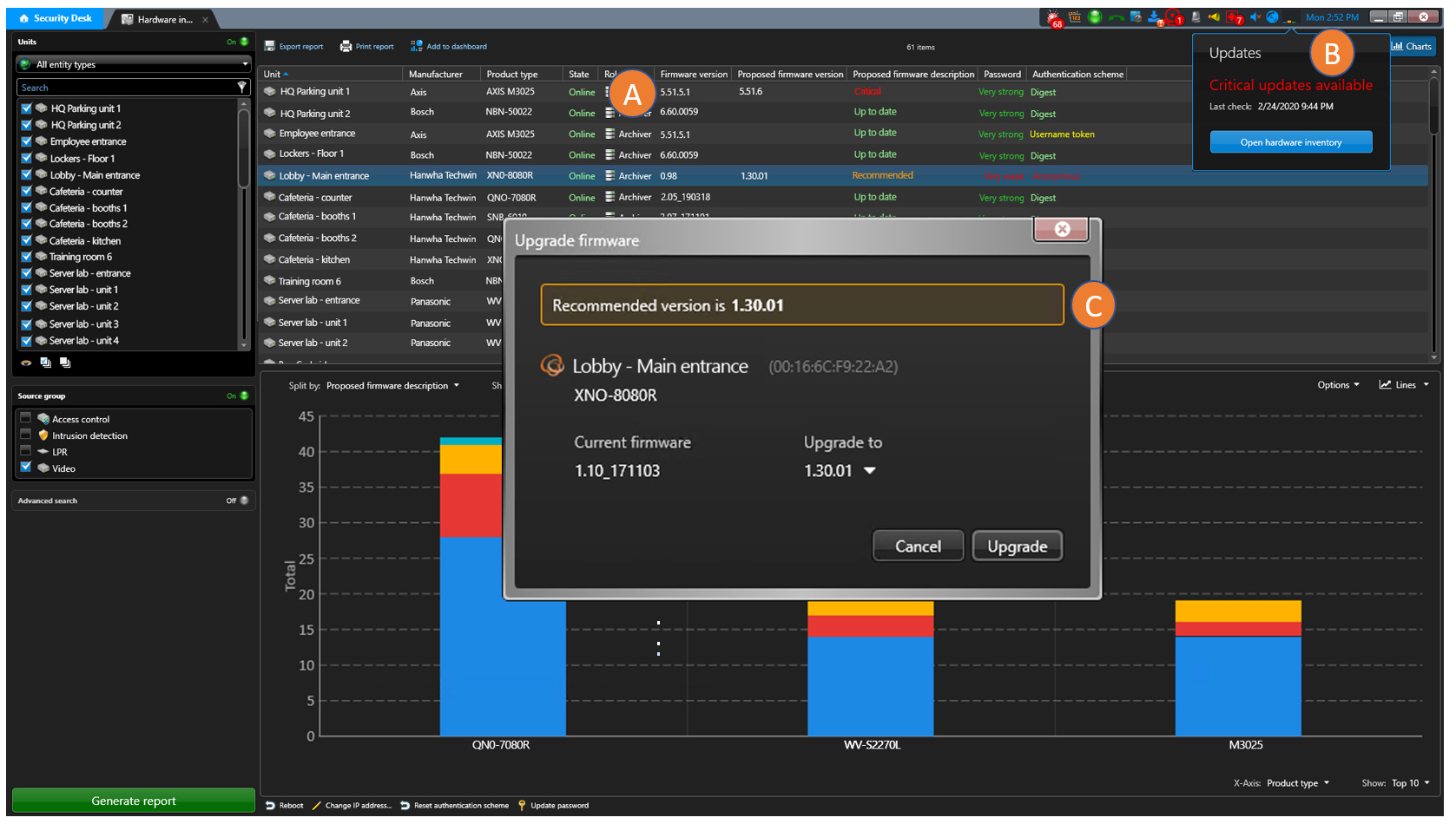 Genetec Firmware Vault feature helps IT administrators and systems integrators stay up to date with latest camera firmware to ensure they are protected against cyber threats