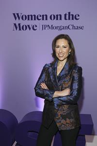 Sam Saperstein, Global Head of JPMorgan Chase's Women on the Move, poses for a photo after speaking at the firm's 8th annual Women's Leadership Day conference at the New York Marriott Marquis on Thursday, Oct 5, 2023 in New York. (Donald Traill/JPMorgan Chase via AP Images)