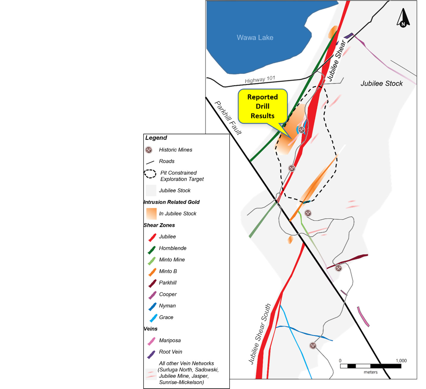 Location of the Intrusion Related Gold System and the Drilling Results