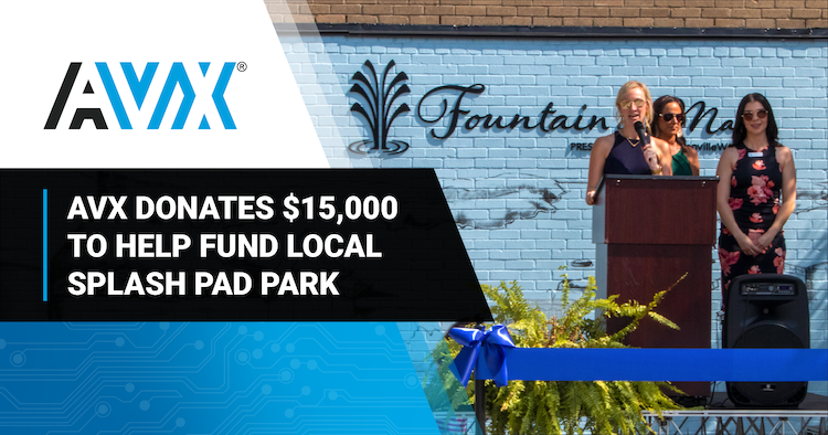 AVX Donates $15,000 to Help Fund the Construction of a Splash Pad Park in Fountain Inn, South Carolina