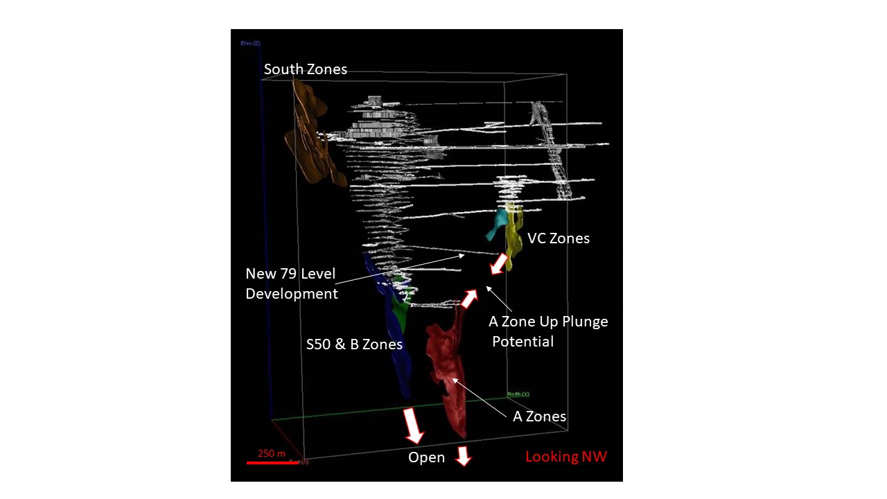 Sept25Figure 1 - Kiena Mine Area Mineralized 3D Solids (003)