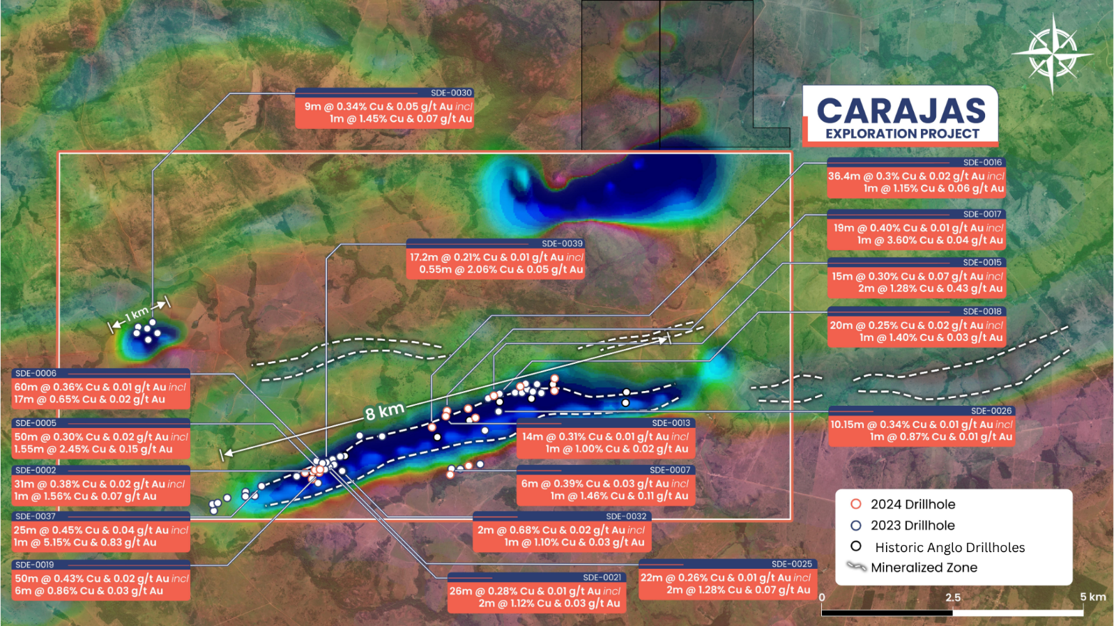 Multiple zones of mineralization 