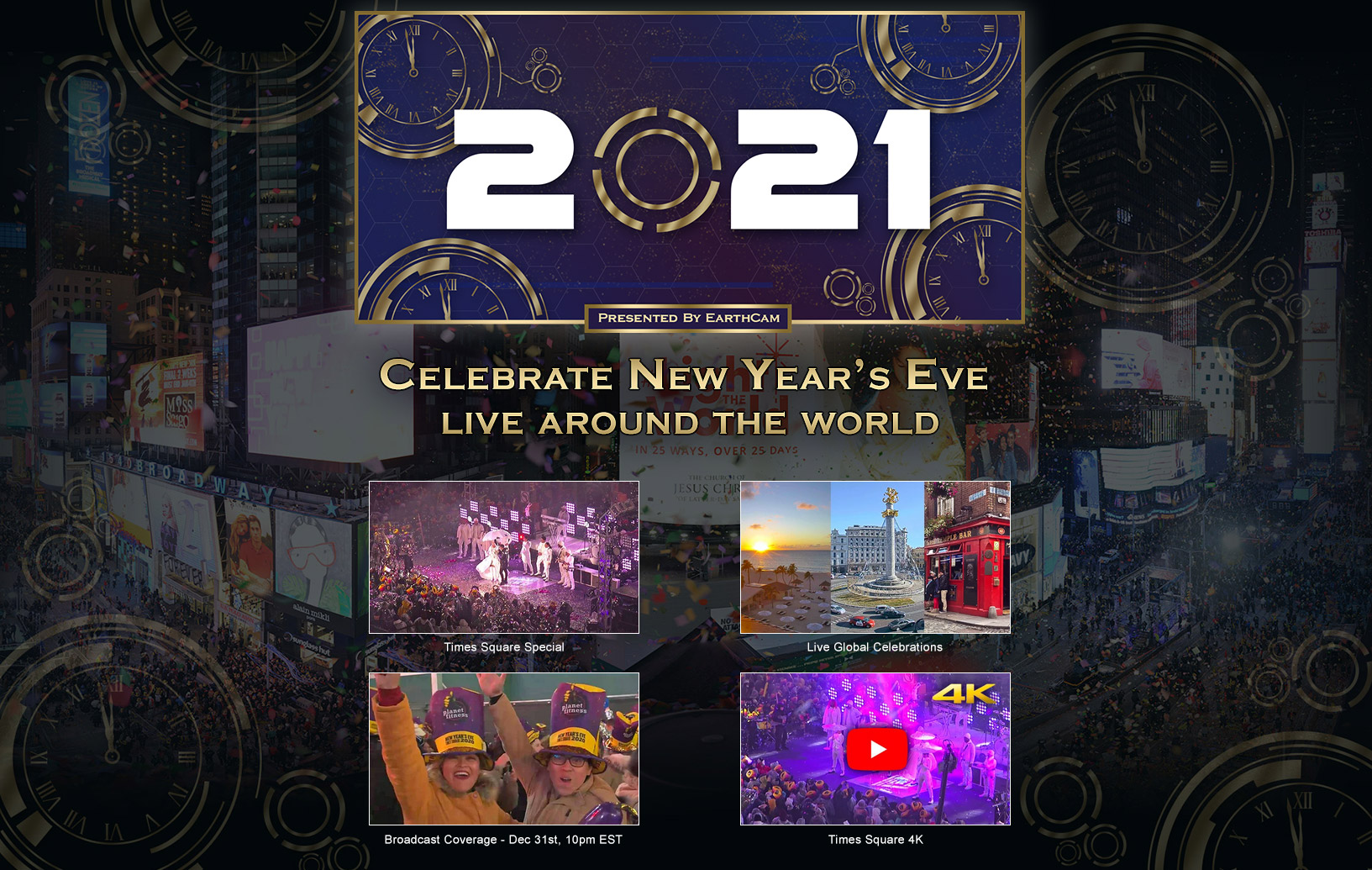 EarthCam will host four live streams on New Years Eve