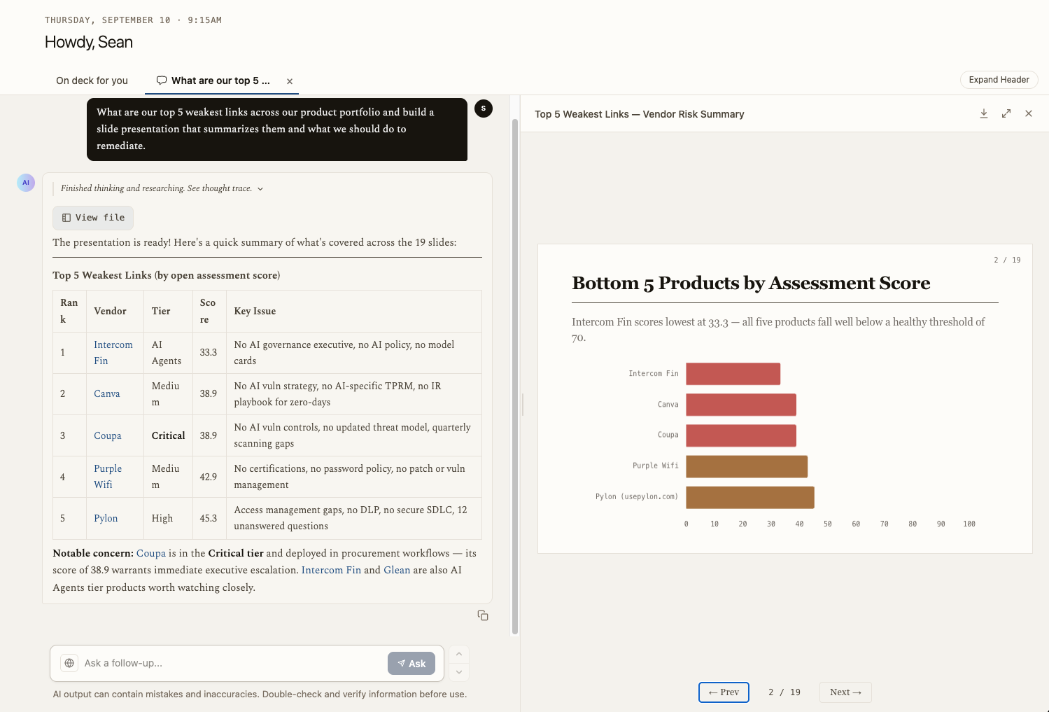 CISO Staff Agent Screen Shot