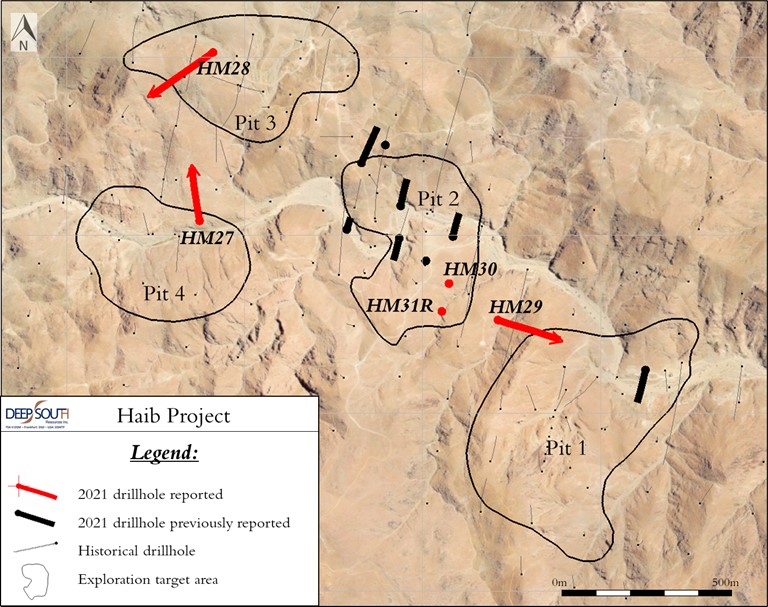 Planview showing the positions of the boreholes being reported here.