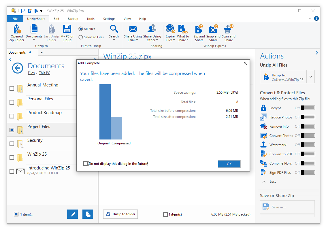 WinZip 25 Pro Duplicate File Detection Compression