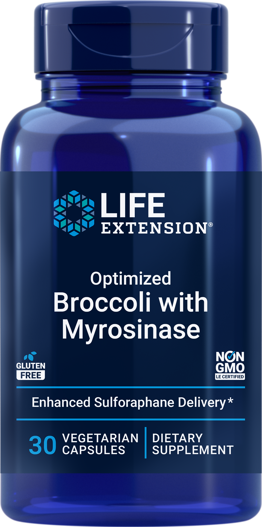 Life Extension's new Optimized Broccoli with Myrosinase supplement non-GMO Gluten-Free