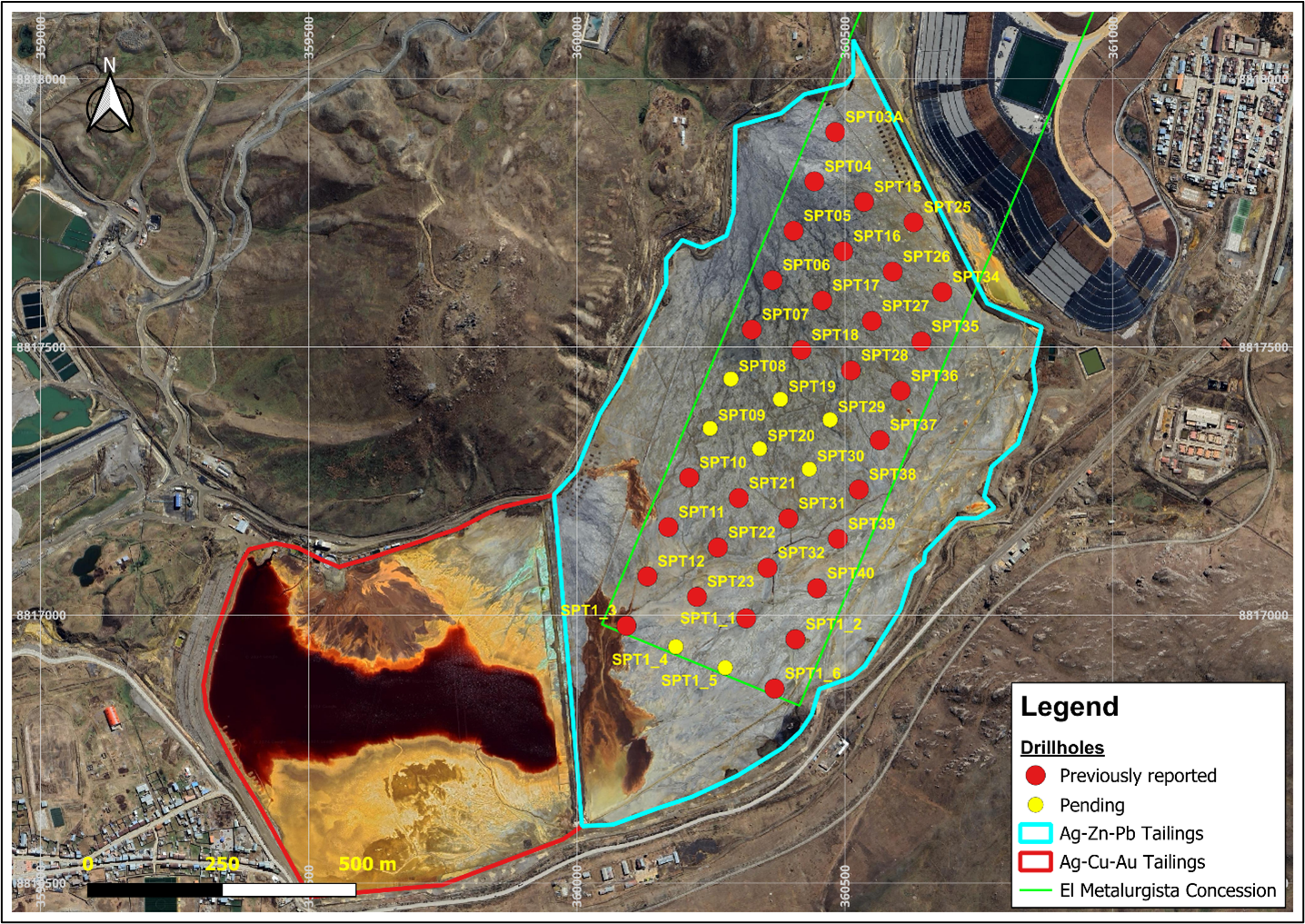 Localisation des forages de la Phase 1 et statut des résultats des analyses de titrage