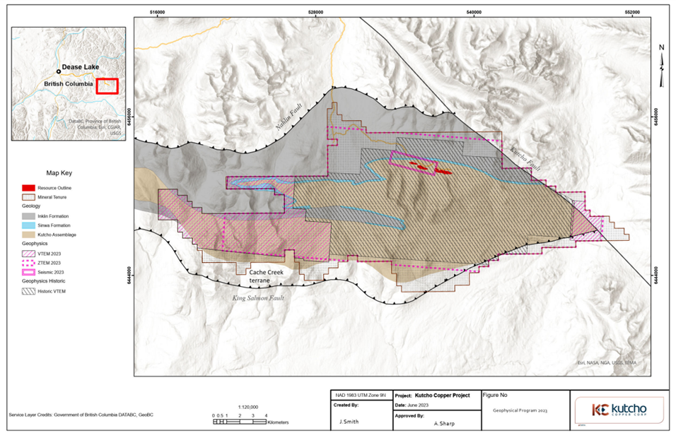 Location of VTEM, ZTEM and Seismic surveys