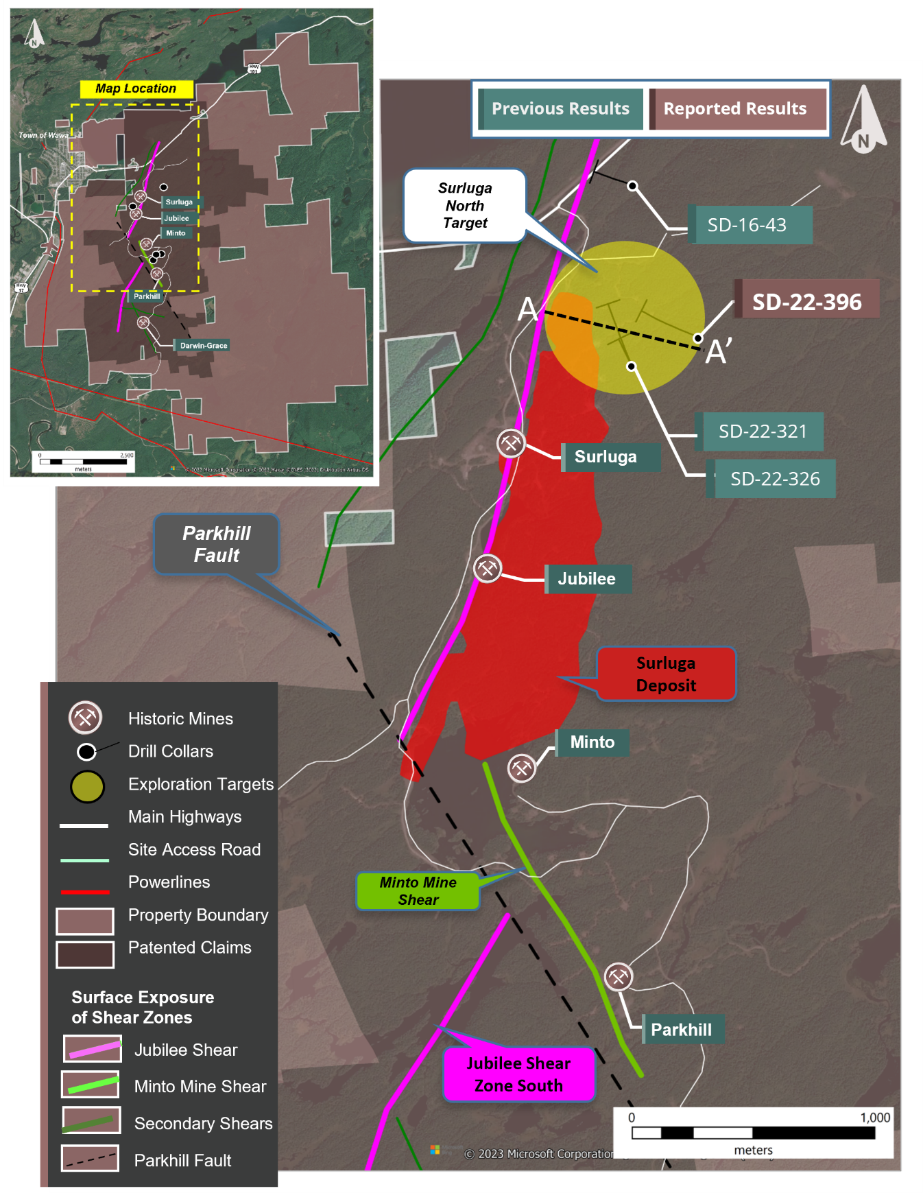 Plan Map of Surluga Deposit and Surrounding Shear Zones