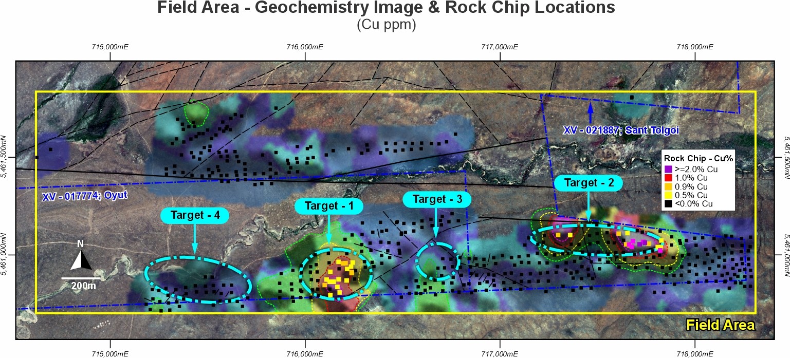 Field Area Copper rock-chip results.