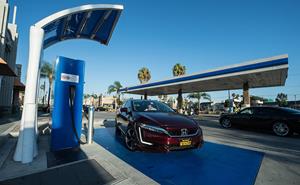A hydrogen fueling station in Long Beach, California. Photo by Dennis Schroeder, NREL