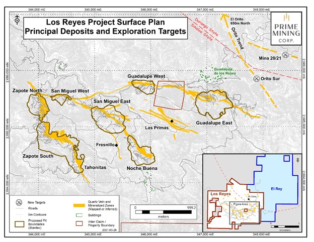 Prime Mining - Fig. 1 Principal Deposits and Exploration Targets