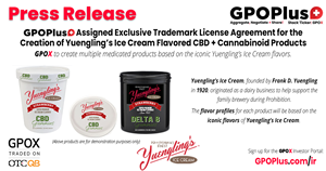 GPOPlus+ Assigned Exclusive Trademark License Agreement for the Creation of Yuengling’s Ice Cream Flavored CBD + Cannabinoid Products