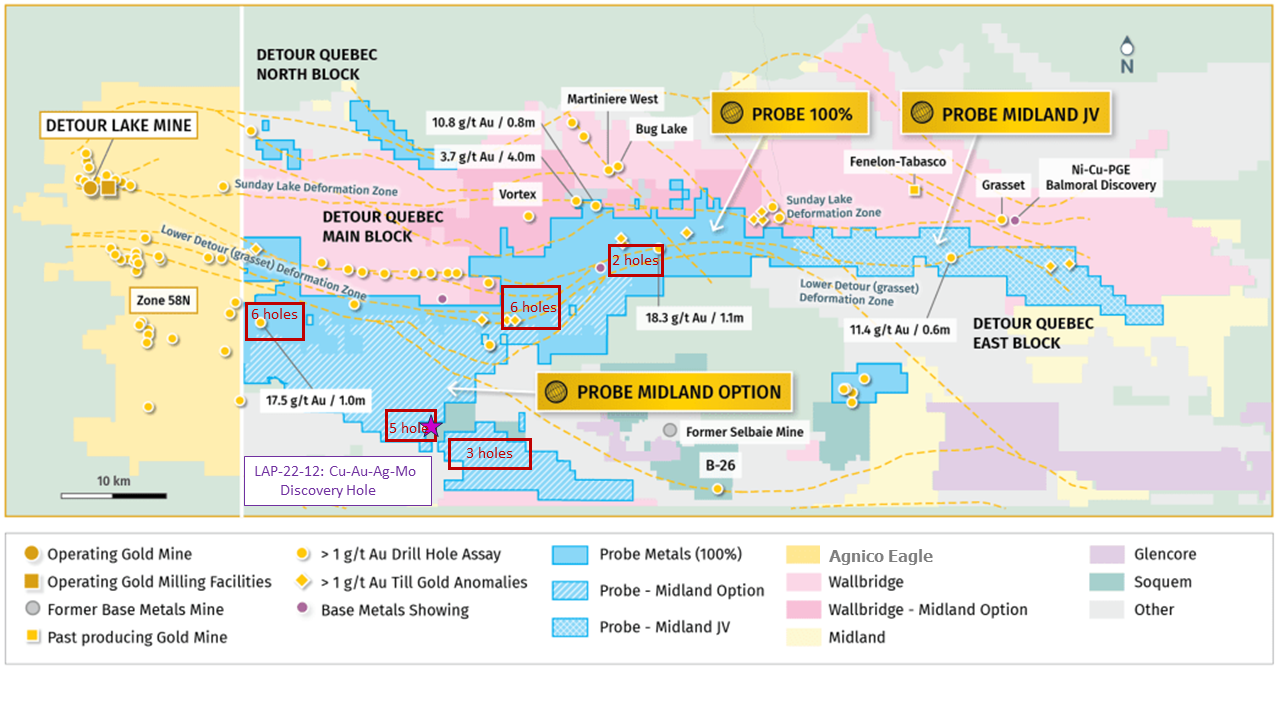 Probe Gold Begins Summer Drilling Program on its Detour Quebec Project