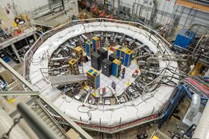 The announcement on Aug. 10, 2023 is the second result from the experiment at Fermilab and is twice as precise than the first result announced on April 7, 2021. Zani Semovski, Anna Driutti, Matt Bressler, Fatima Rodriguez are part of the Muon g-2 collaboration pictured below working on the experiment. Photo: Ryan Postel, Fermilab