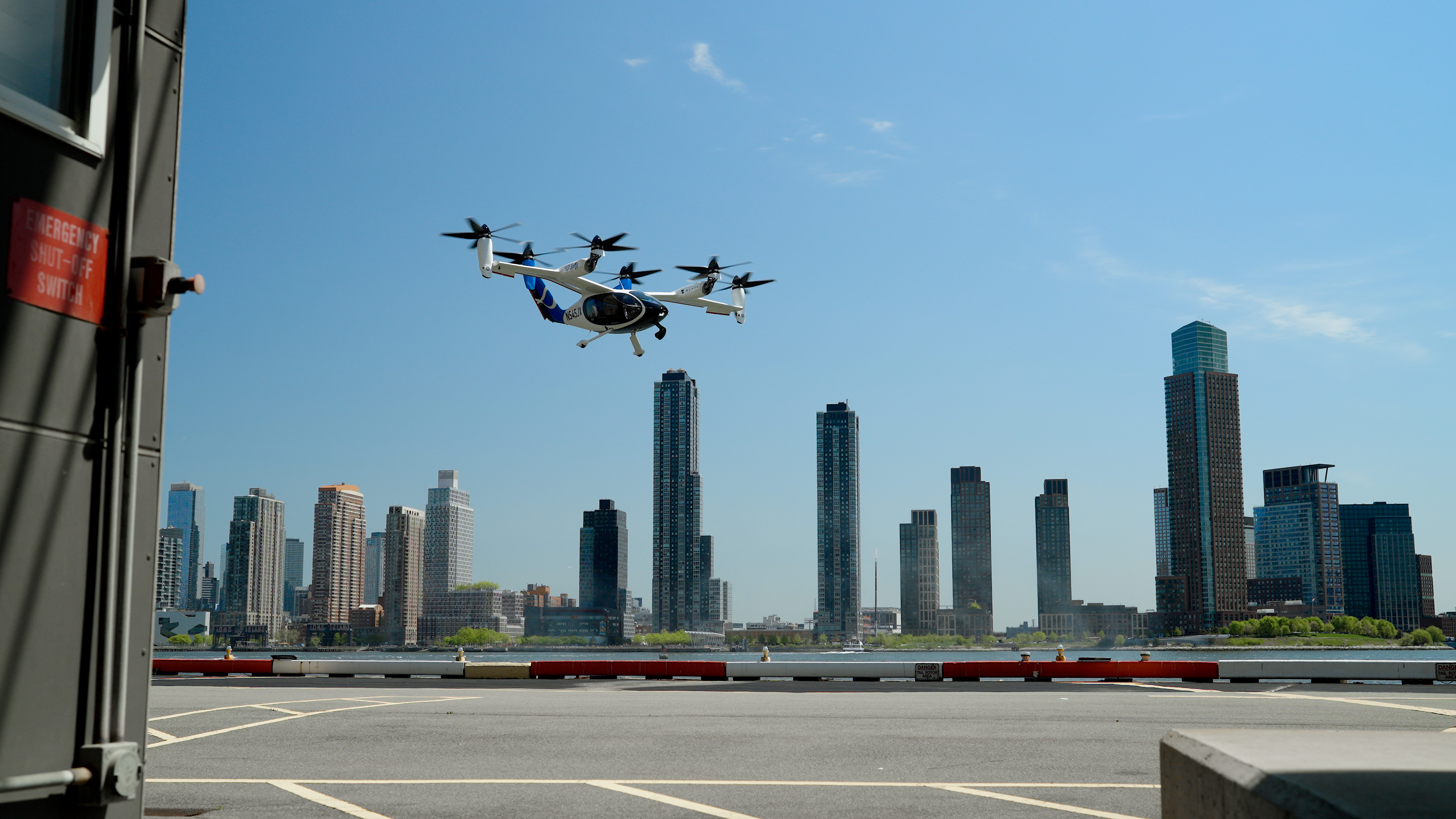 VertiPorts by Atlantic Hosts Electric Air Taxi Flight Demo by Joby Aviation in New York City: VertiPorts by Atlantic hosts an electric air taxi flight demonstration by Joby Aviation at the East 34th Street Heliport in Midtown Manhattan.