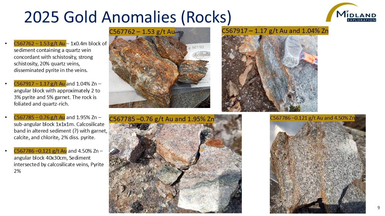 Figure 9 2025 Gold Anomalies (Rocks)