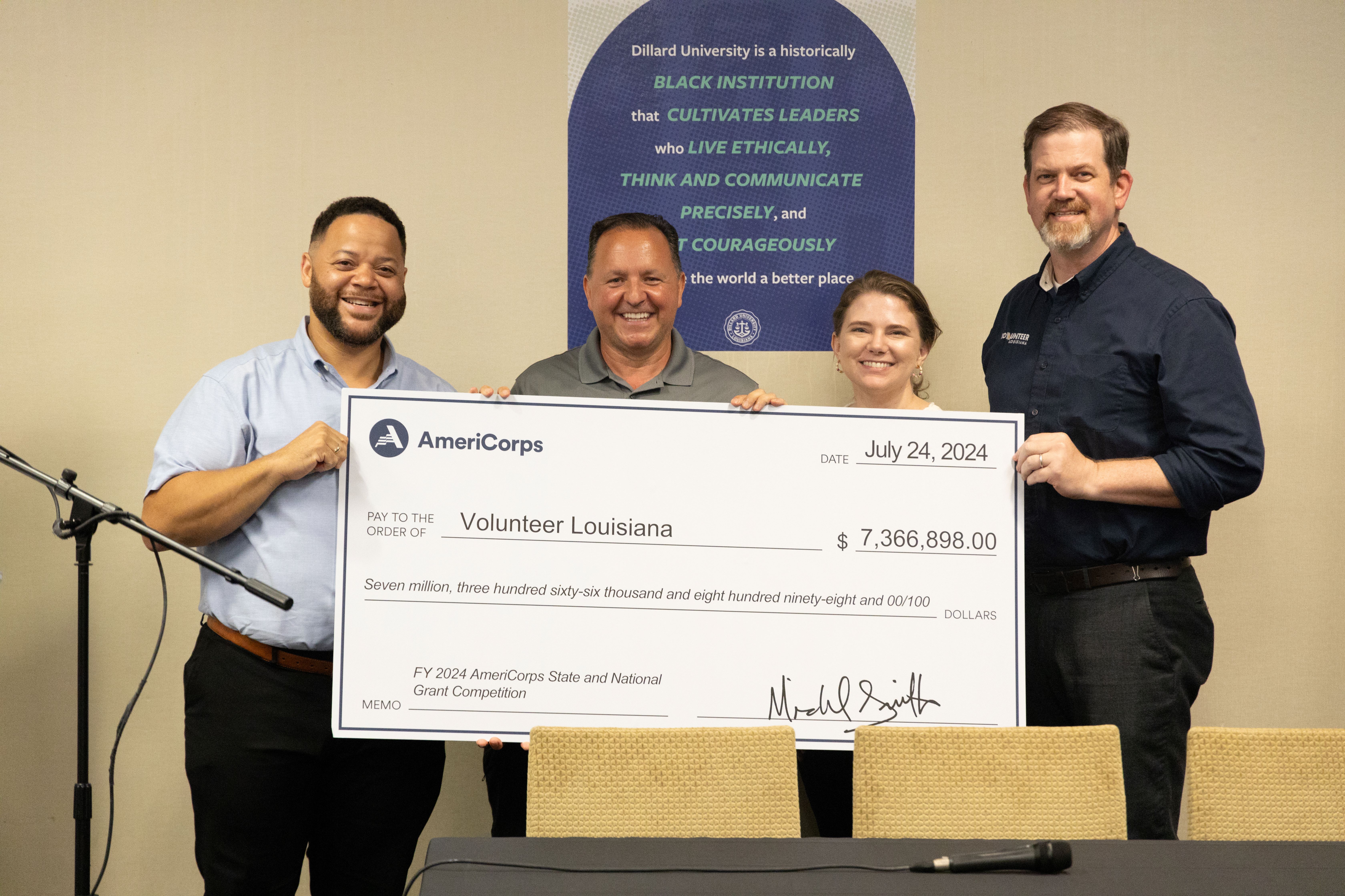 AmeriCorps presents check to Volunteer Louisiana