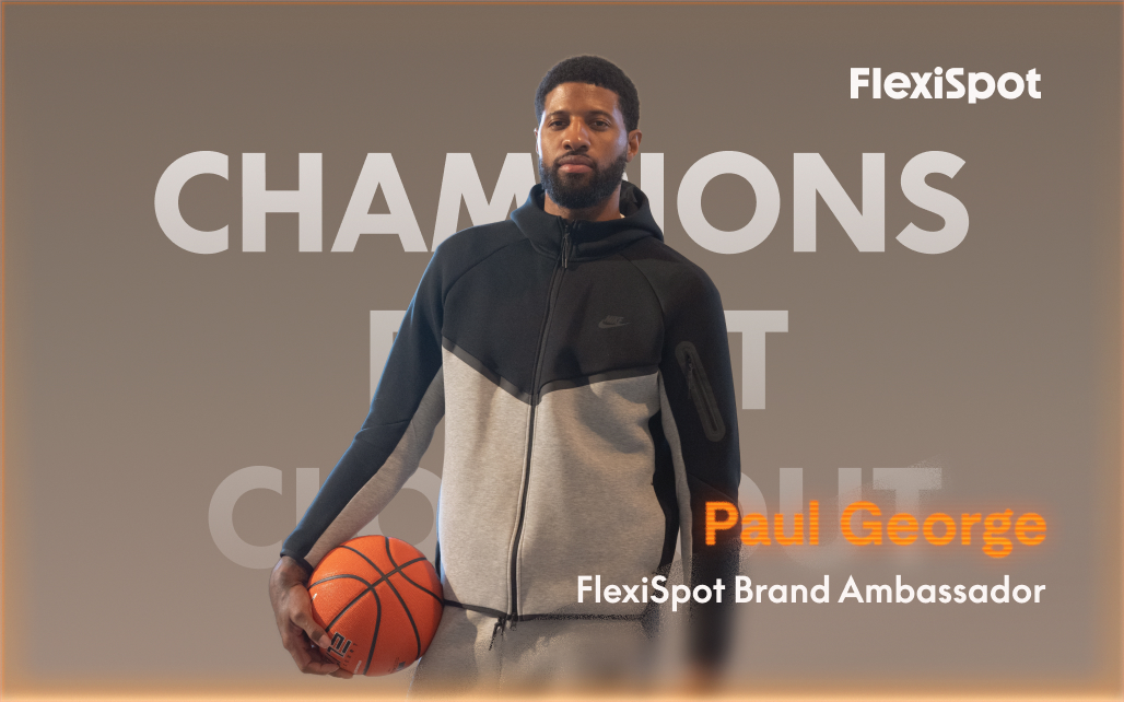 Paul George FlexiSpot brand partnership portrait