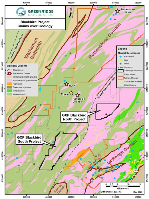 Blackbird Property Claims Location and Mineral Occurrences