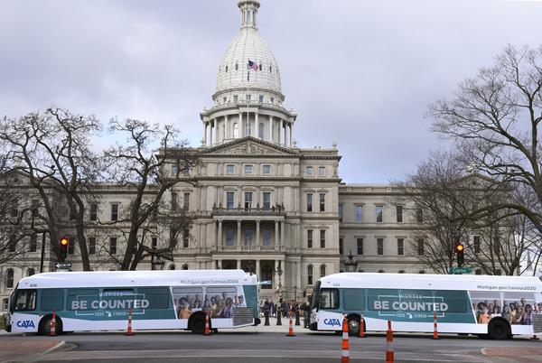 On March 4, the Capital Area Transportation Authority and Gov. Whitmer released a public transit awareness campaign about the upcoming 2020 Census. The buses were unveiled at an event at the Michigan State Capitol Building in Lansing, Mich.