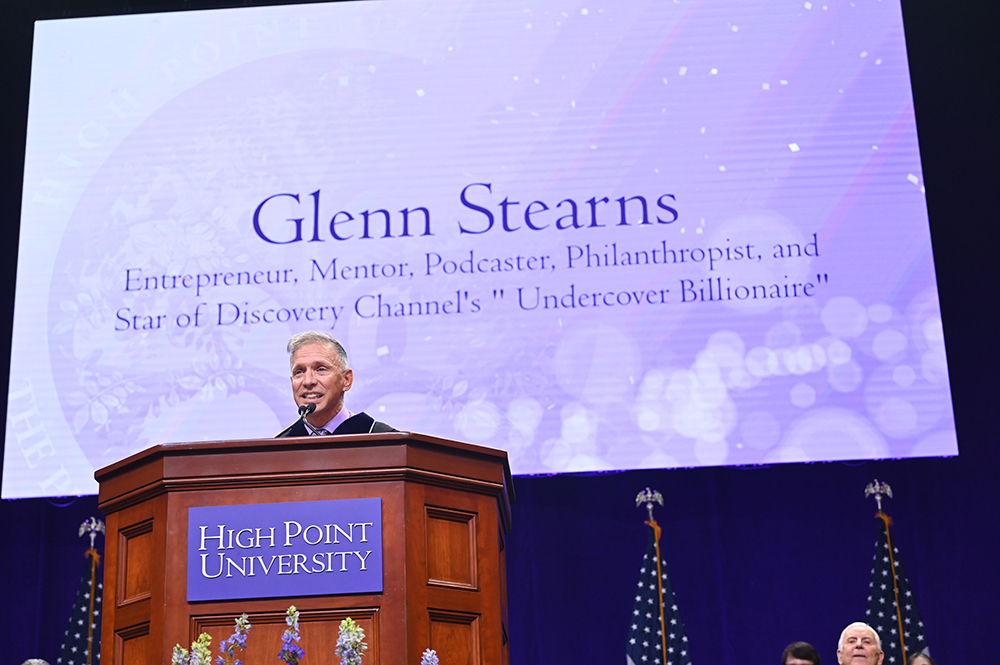 Glenn Stearns, an internationally known businessman and star of Discovery Channel’s “Undercover Billionaire” reality show, served as this year’s Commencement speaker.
