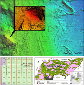 Image of Joshua Gold Resources’ McCool property LiDAR survey showing an exposed rock outcrop