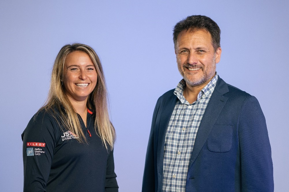 Pictured are Erika Reineke (left) and Zefiro Methane Corp. Founder & CEO Talal Debs (right).