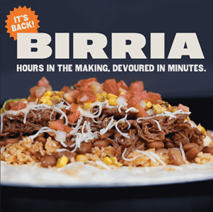 Freebirds Shredded Beef Birria is back for a limited time.