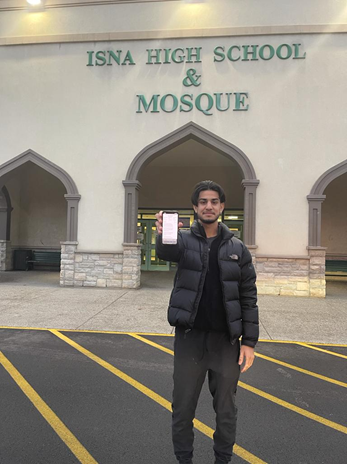 Faris Khan, age 17, co-founded Block Society at ISNA High School in 2021 as an initiative for making learning easily accessible from anywhere in the world. Beginning in November 2021 under Mr. Khan’s supervision as the lead developer of IHS Screening, ISNA High School is using IHS Screening as a high-tech alternative to manually collecting COVID-19 screening responses for students and staff. Presently a senior year student of ISNA High School, Mr. Khan is pictured above holding a smartphone displaying the IHS Screening user interface that is currently used by 168 students each day.