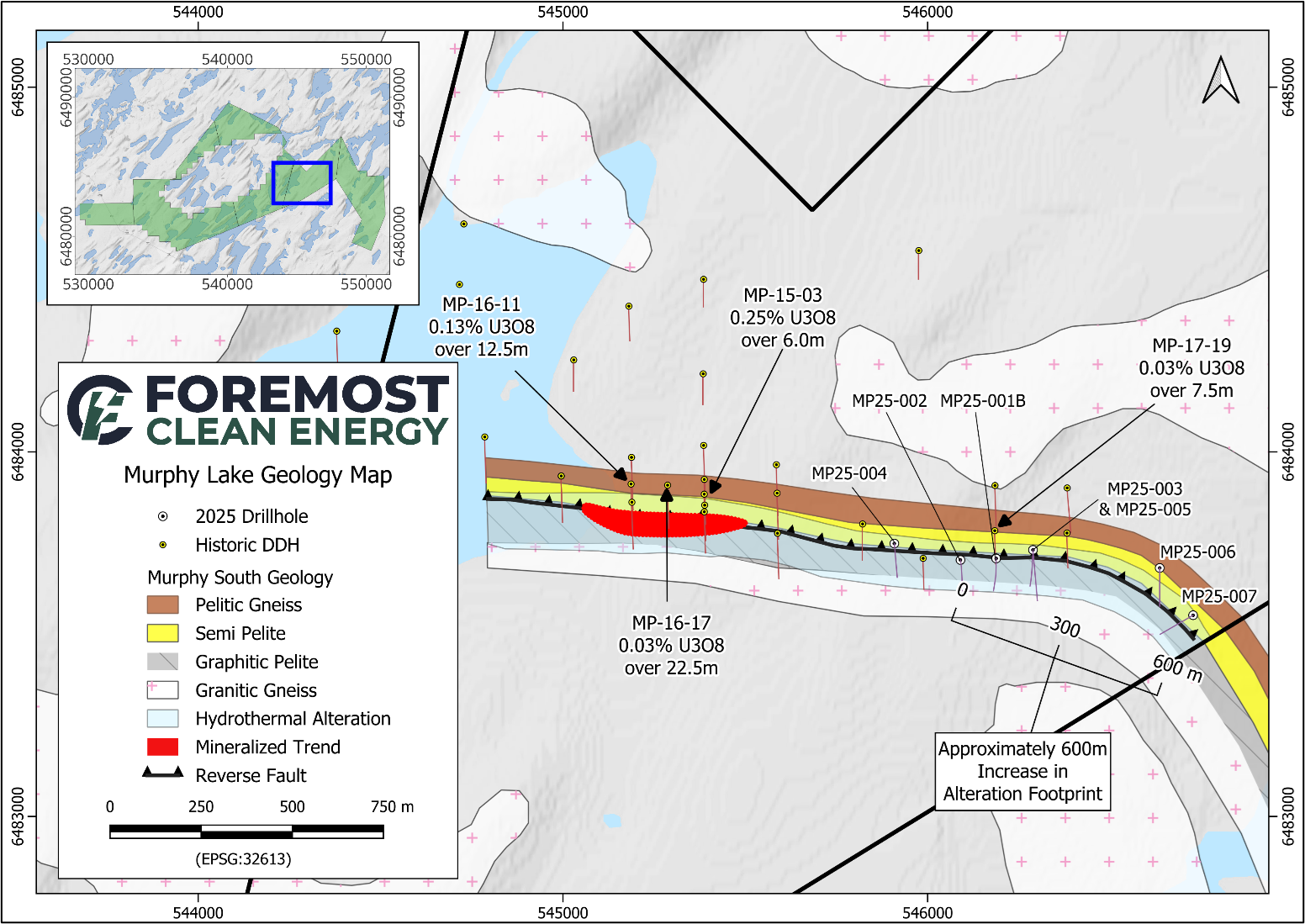 Murphy Lake South Property – 2025 Drilling Compilation Map