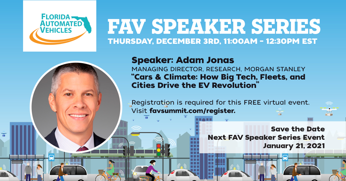 FAV Speaker Series: Part 1: Adam Jonas, "Cars & Climate: How Big Tech, Fleets, and Cities Drive the EV Revolution"