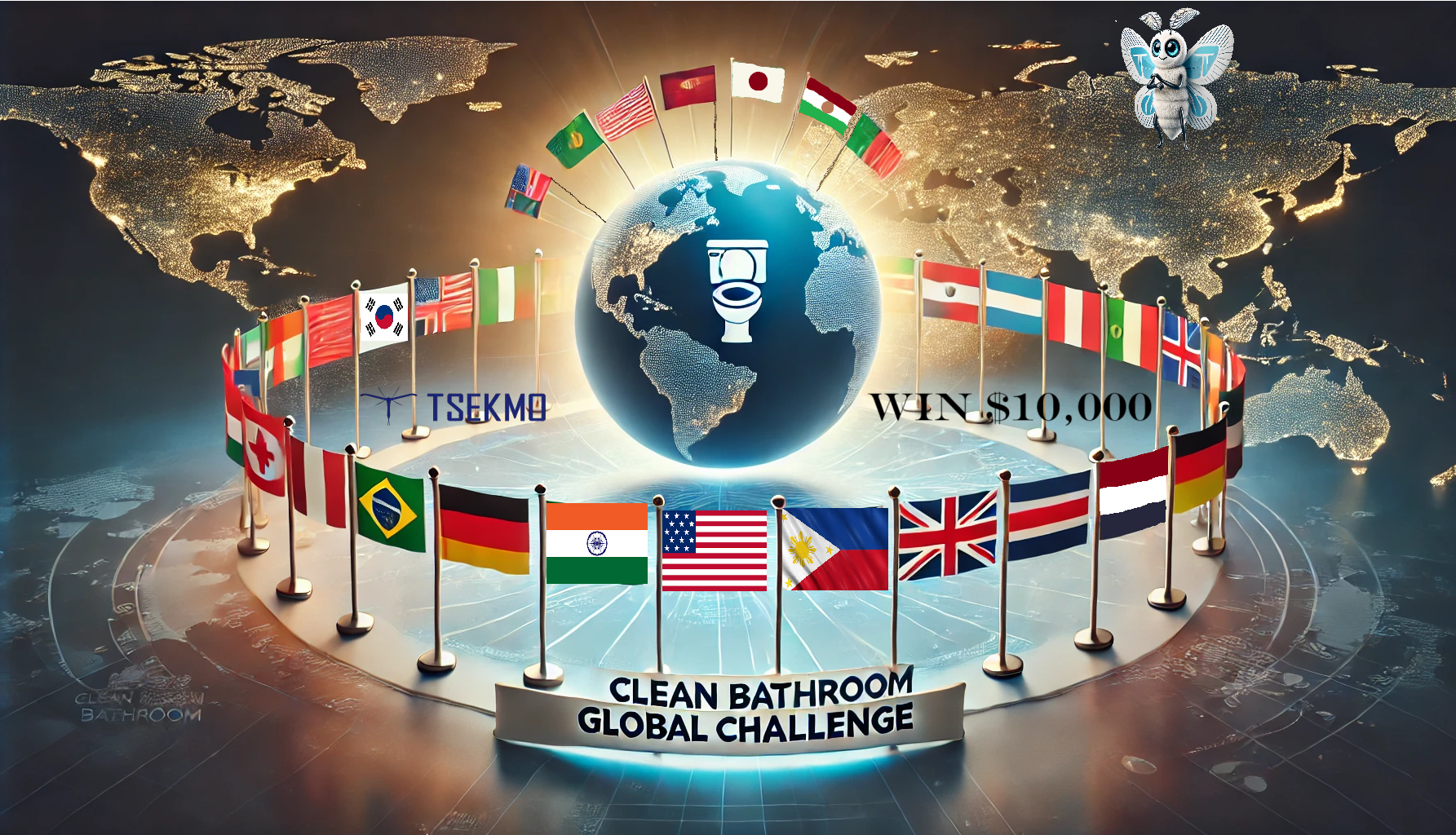 Tsekmo PR Banner Clean Bathroom Global Challenge with logos and price reveal