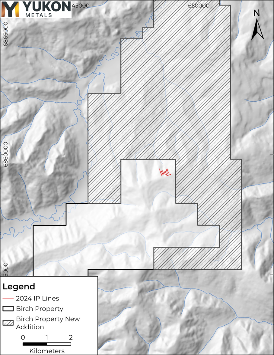 IP and Resistivity line locations on the Birch Property