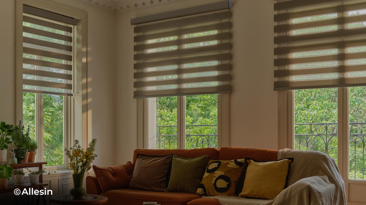 The Allesin Prestige Motorized Shades are designed for use in the living room