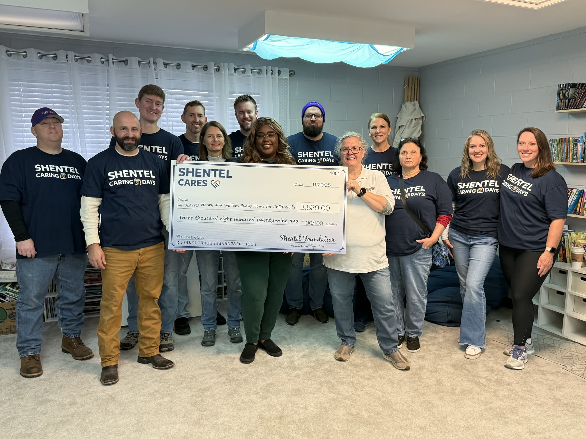 The Shentel Team donating a check at Evans Home.