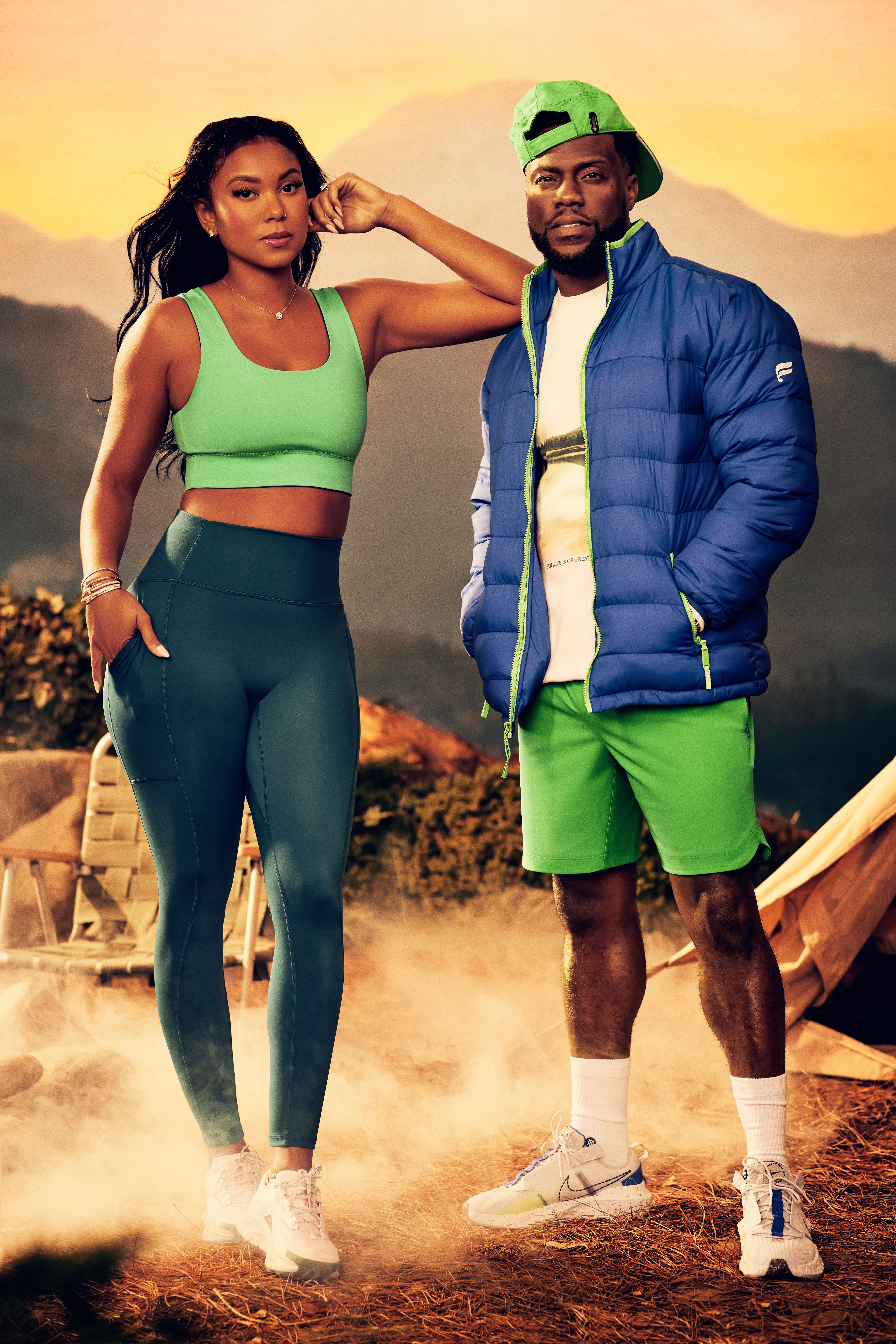 Kevin and Eniko Hart wearing looks from their new collection with Fabletics.