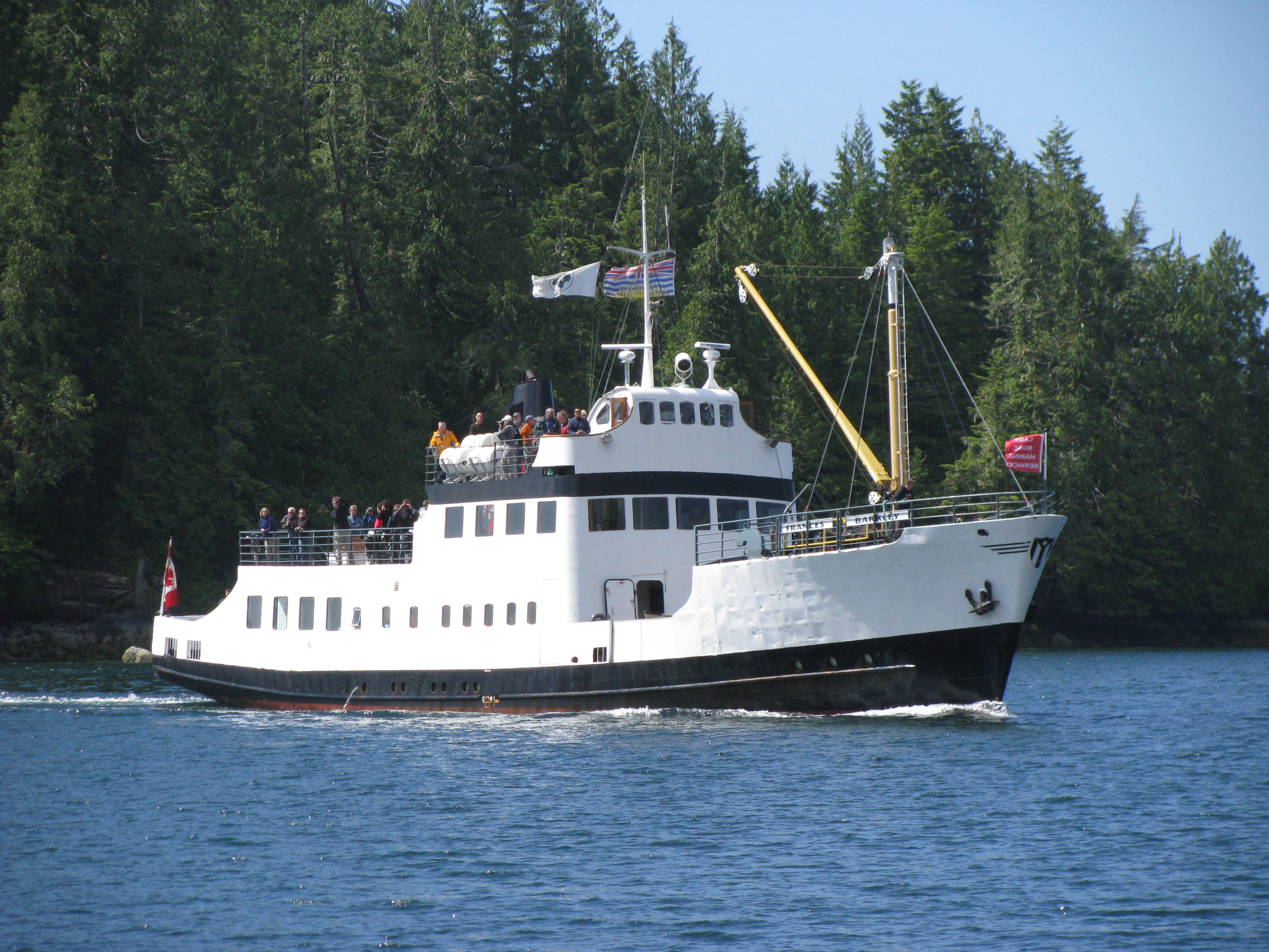 MV Frances Barkley Ferry cruising through the Alberni Inlet and Barkley Sound.