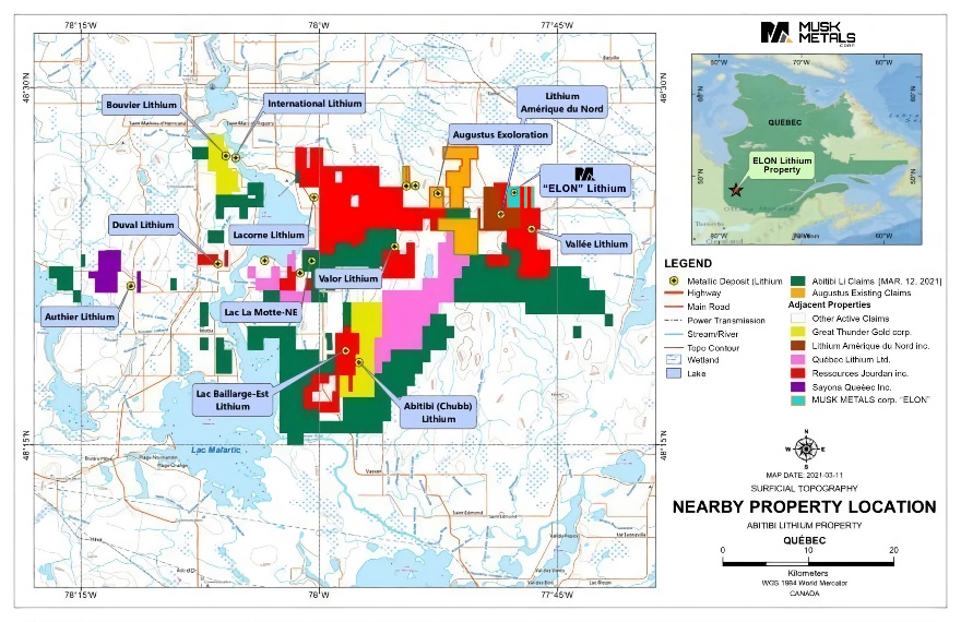 Map 1: “Elon” Claim Map and Adjacent Properties
