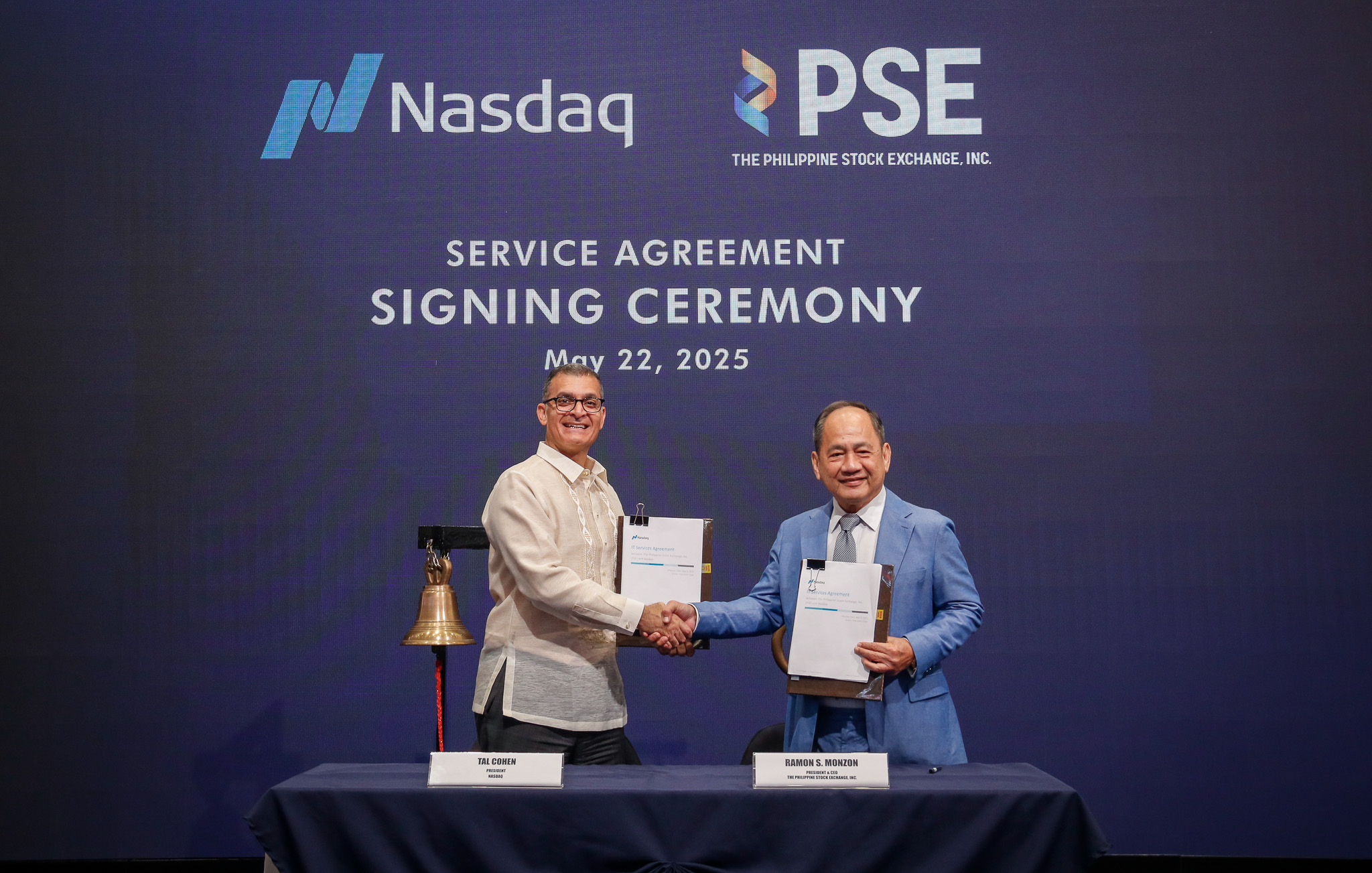Nasdaq President Tal Cohen and PSE President and CEO Ramon S. Monzon