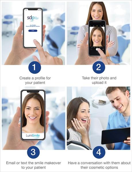 Using the LumiSmile®  App is easy and it's free with membership in the Smile Discovery Program® from DenMat.